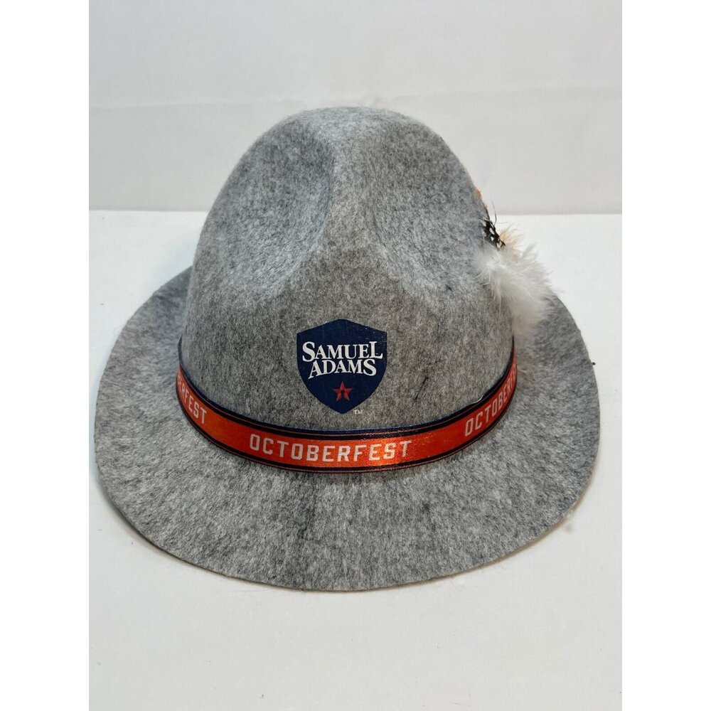Samuel Adams Octoberfest Fedora Hat feathered one size 7" gray